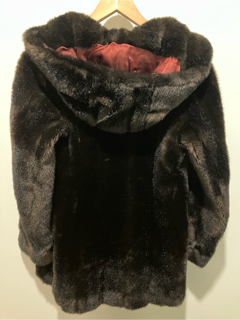 Vintage Faux Fur With Hood - Mid-Length - Black/Brown - Small - Picture 5 of 16